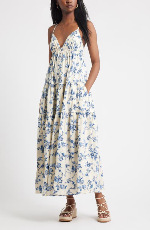 Treasure & Bond Floral Tiered Cotton Maxi Sundress In Multi