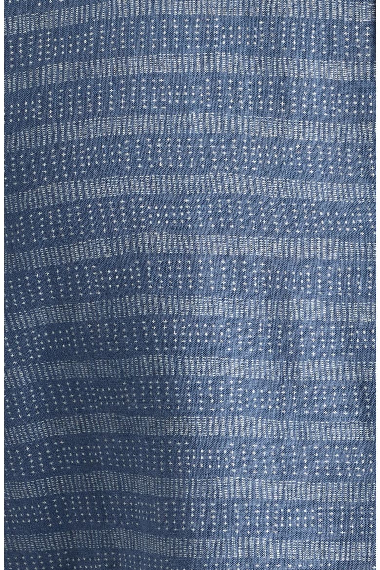 Carson Stripe Short Sleeve Stretch Linen Blend Button-Up Shirt, Alternate, color, HOMESPUN BORDER BLUE