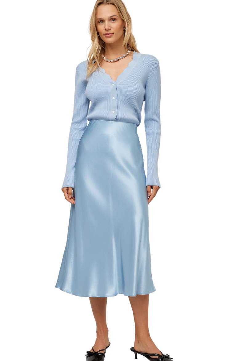 Mia Bias Midi Skirt, Alternate, color, GLACIER