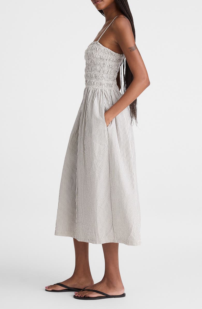 Madewell The Peyton Midi Dress, Alternate, color, Black Vintage Ivory Yarndye