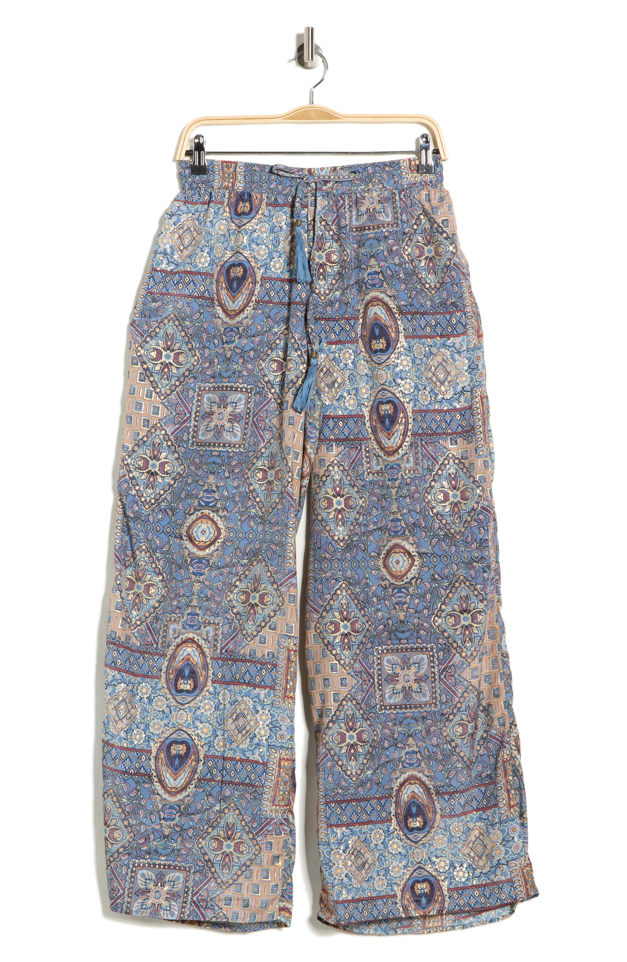 T Tahari Patchwork Print Pull-On Wide Leg Pants