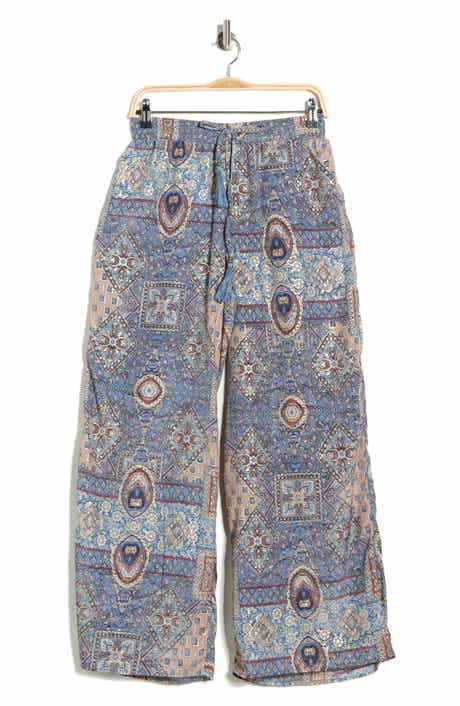 T Tahari Patchwork Print Pull-On Wide Leg Pants