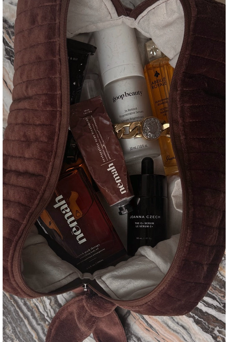 The Velvet Beauty Bag, Alternate, color, Brown