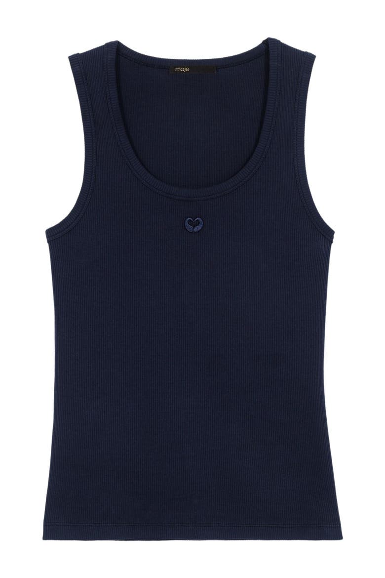 Rib knit tank top, Alternate, color, Navy