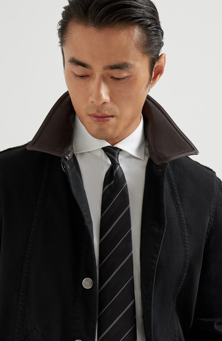 Brunello Cucinelli Striped silk necktie, Alternate, color, Black