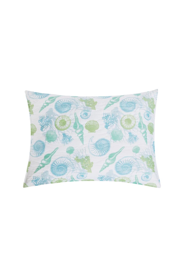 Delray Beach Coastal Seashell Quilt Set  - Reversible and Machine Washable, Alternate, color, Blue