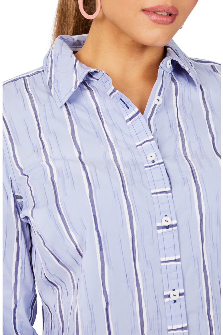 Hampton Stripe Non-Iron Button-Up Shirt, Alternate, color, BLUE DENIM