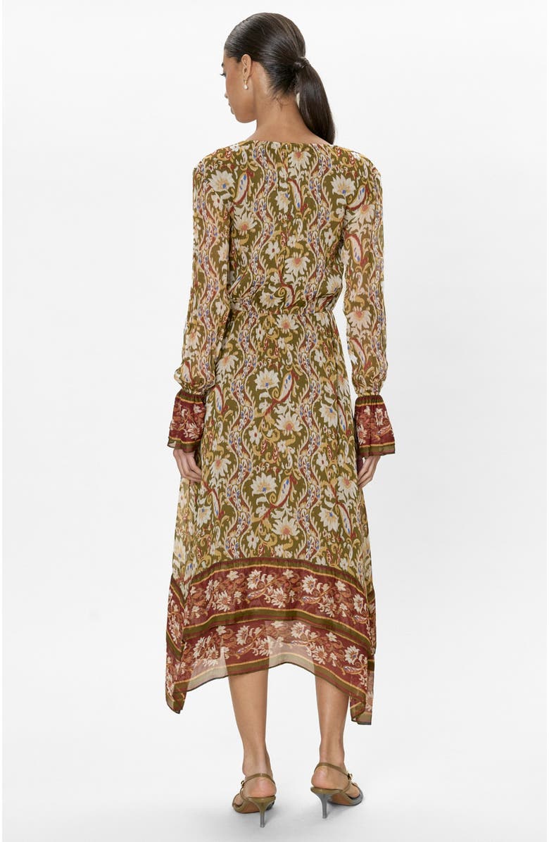 Rebecca Taylor Isha Long  Sleeve Dress, Alternate, color, Pesto Combo