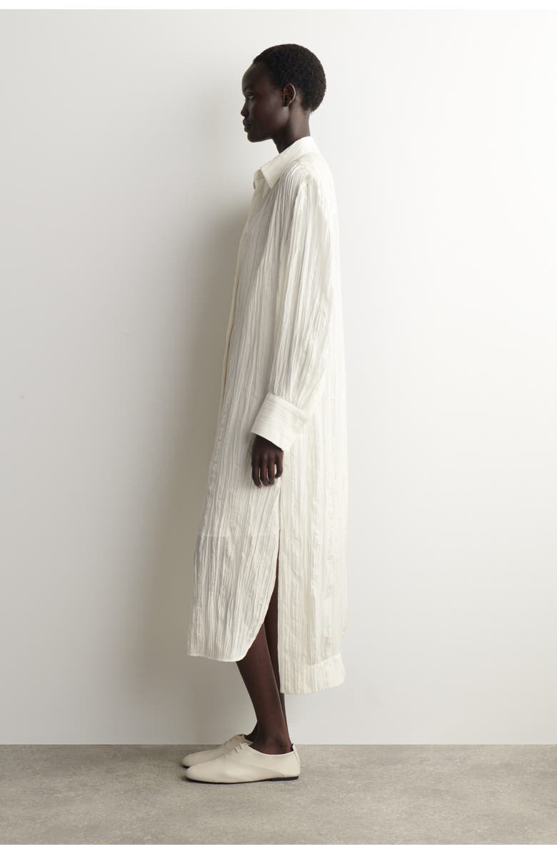 COS Crinkled-silk Midi Shirt Dress, Alternate, color, White