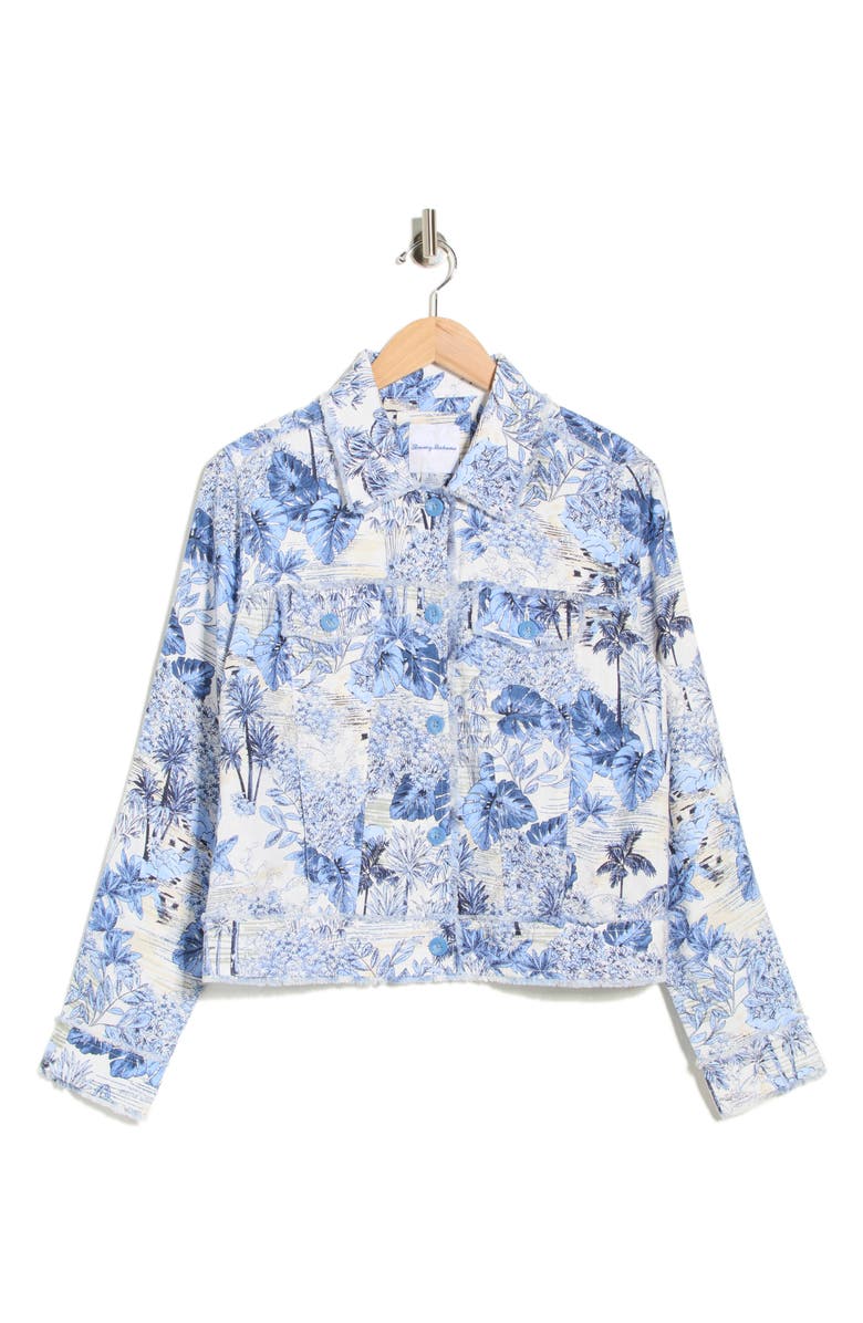 Tommy Bahama Botanical Breeze Linen Crop Shirt Jacket, Main, color, Coconut