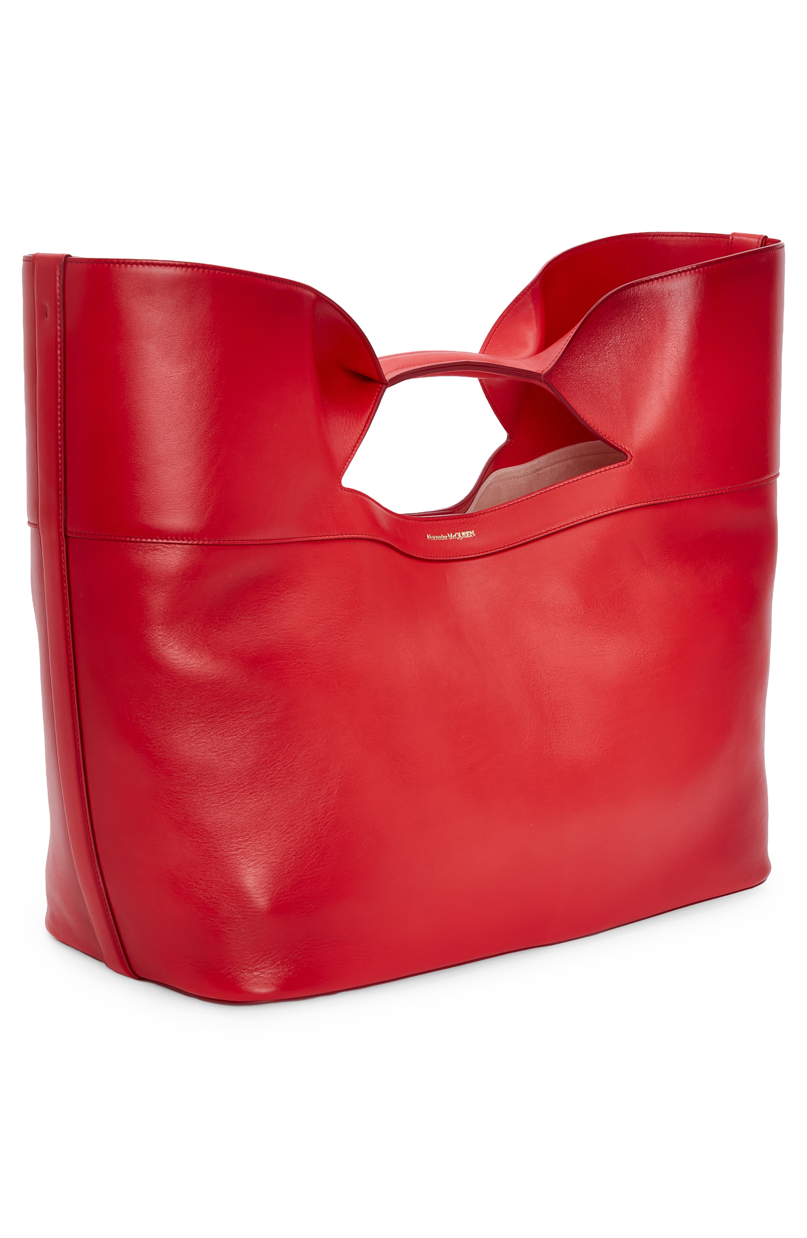 McQueen The Small Bow Leather Tote, Alternate, color, 