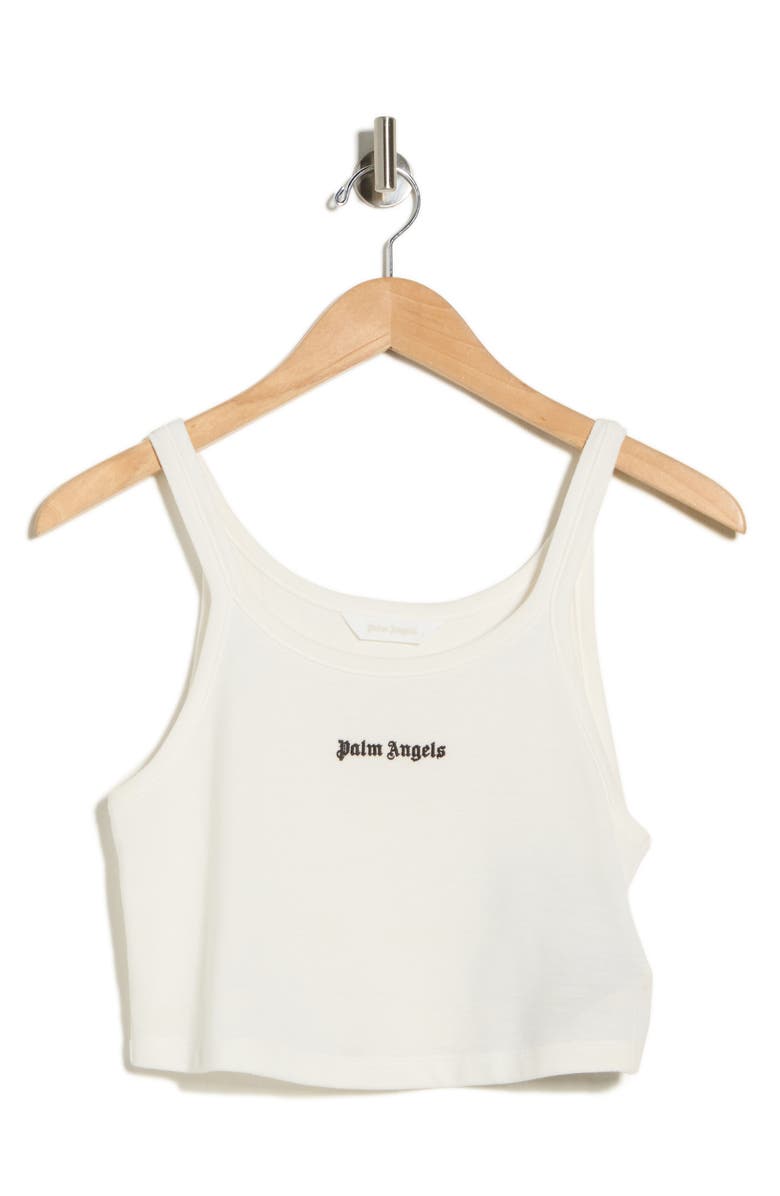 Palm Angels Logo Embroidered Tank Top, Main, color, White Black