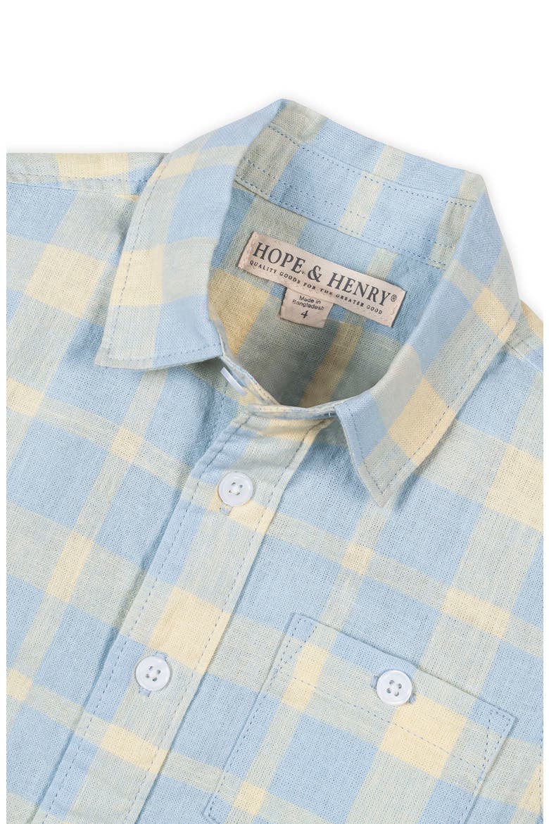 Kids' Linen Short Sleeve Shirt, Alternate, color, Sunlit Plaid
