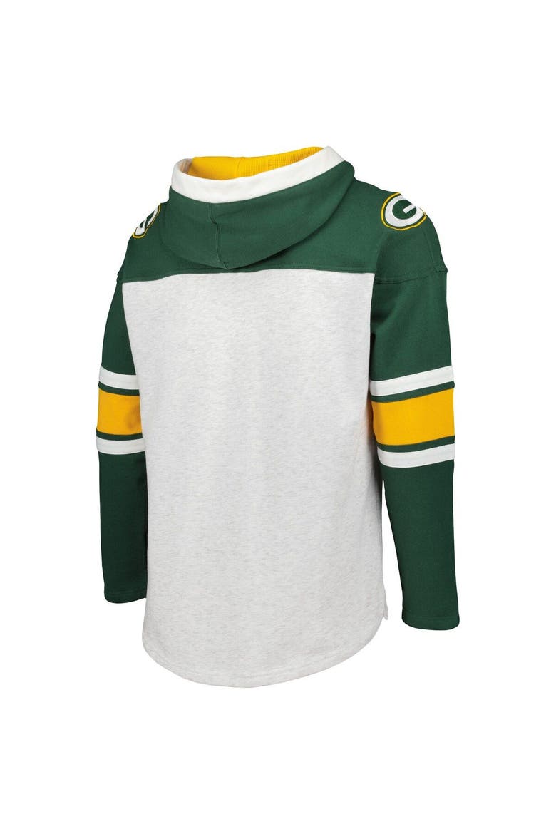 Men's '47 Green Bay Packers Heather Gray Gridiron Lace-Up Pullover Hoodie, Alternate, color, Heather Gray
