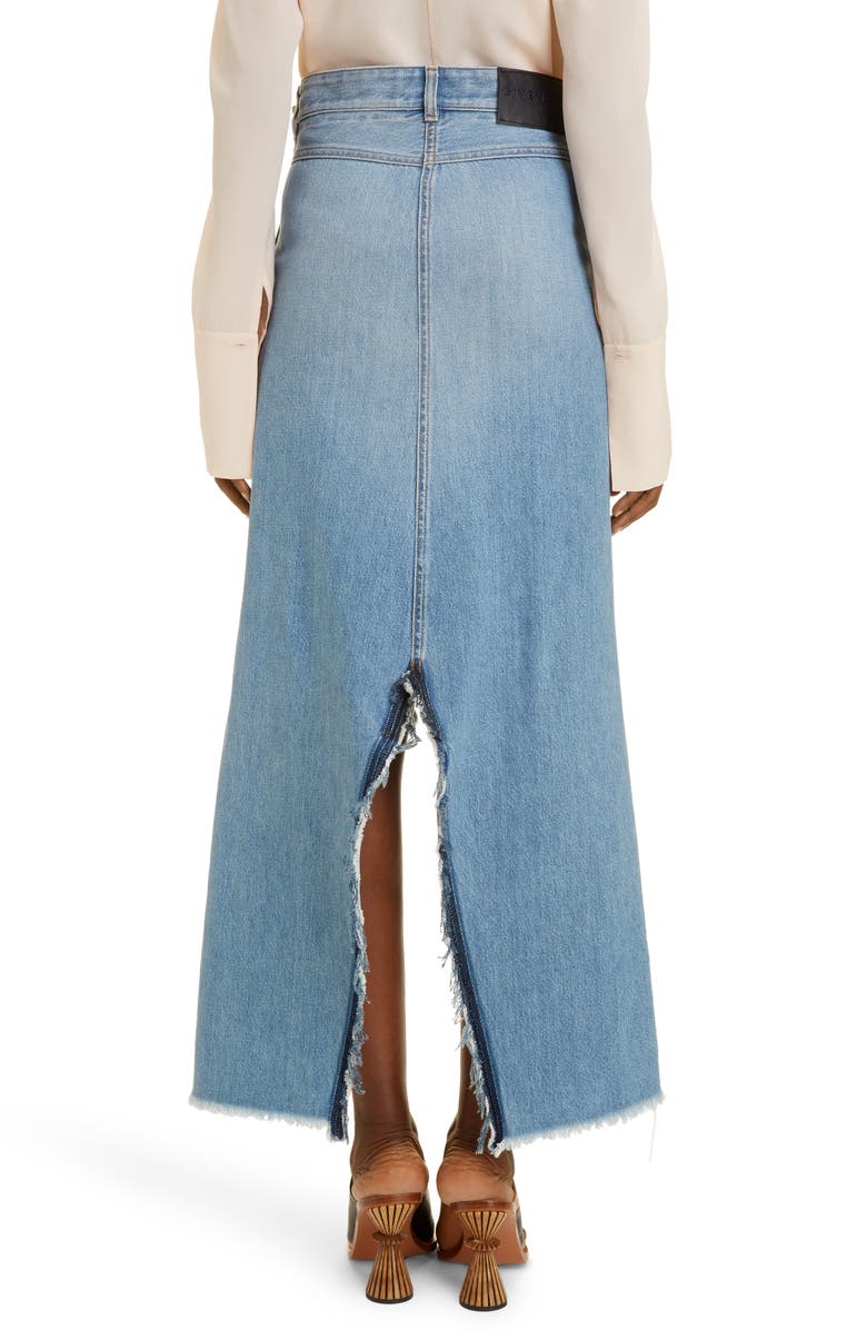 Givenchy Raw Hem Denim Midi Skirt, Alternate, color,