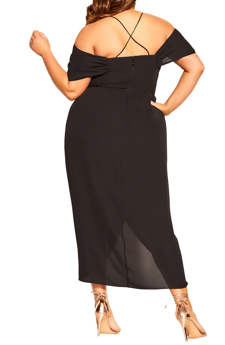 City Chic Entwine Cold Shoulder Dress, Alternate, color, Black