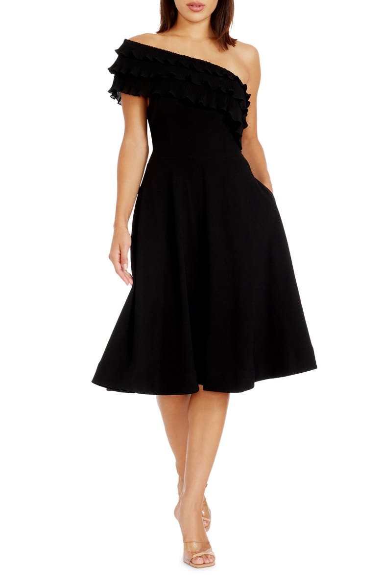 Dress the Population Kristy Ruffle One-Shoulder Cocktail Dress, Main, color,