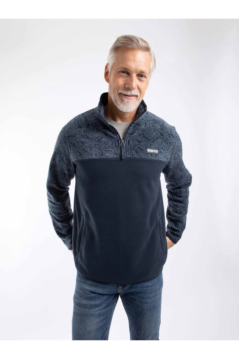 Gilbert 1/4 Zip Printed Microfleece, Main, color, Navy
