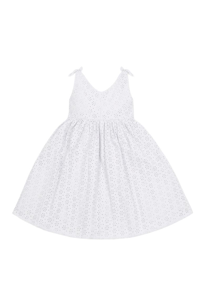 Girls' Organic Eyelet Bow Shoulder Dress, Kids, Main, color, White Eyelet