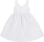 Hope & Henry Girls' Organic Eyelet Bow Shoulder Dress, Toddler