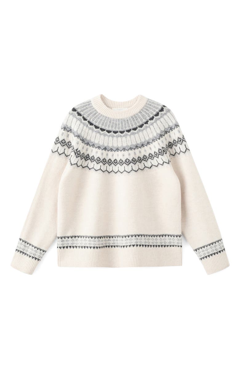 MANGO Fair Isle Jacquard Crewneck Sweater, Alternate, color, Grey