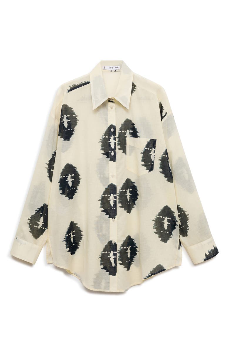 MANGO Print Semisheer Button-Up Shirt, Alternate, color, 