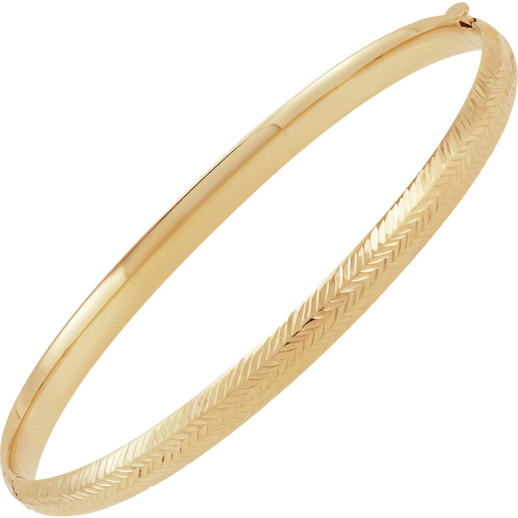 Frankie & Zoe 14k Gold Chevron Textured Bangle Bracelet In Yellow Gold