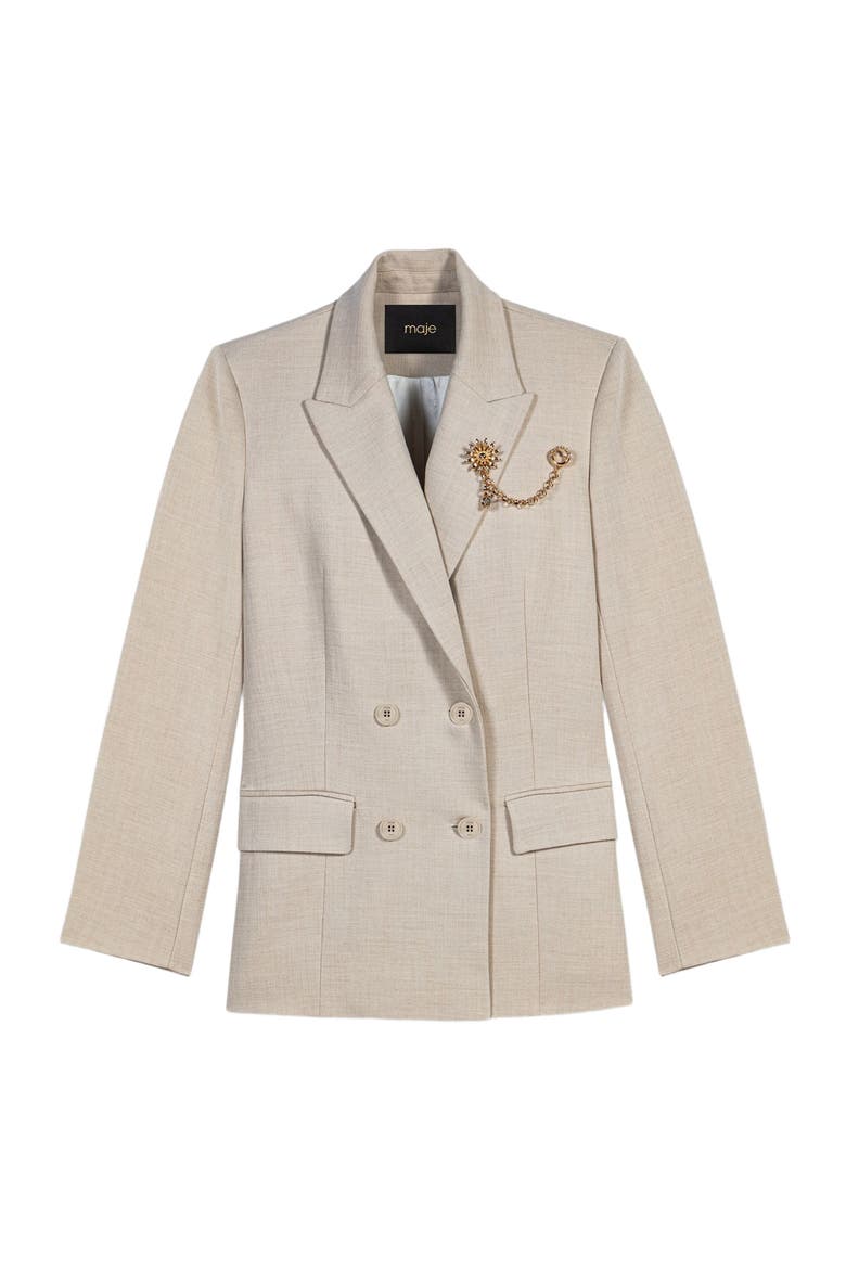 Suit jacket with brooch, Alternate, color, Beige