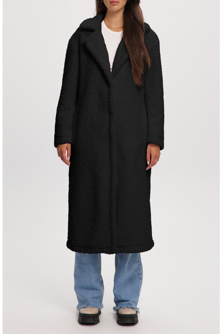 Franny Faux Shearling Coat, Main, color, BLACK