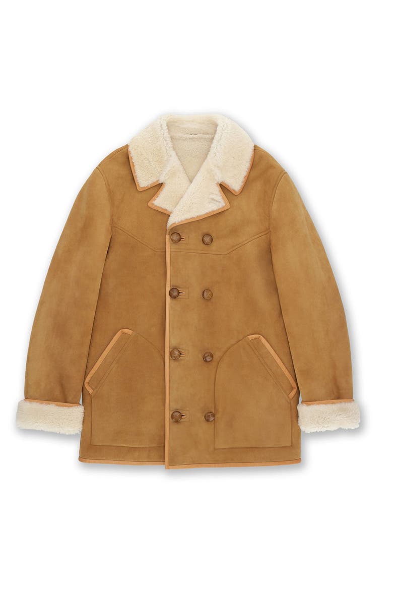 Lemans Double-Breasted Shearling Coat, Main, color, CAMEL
