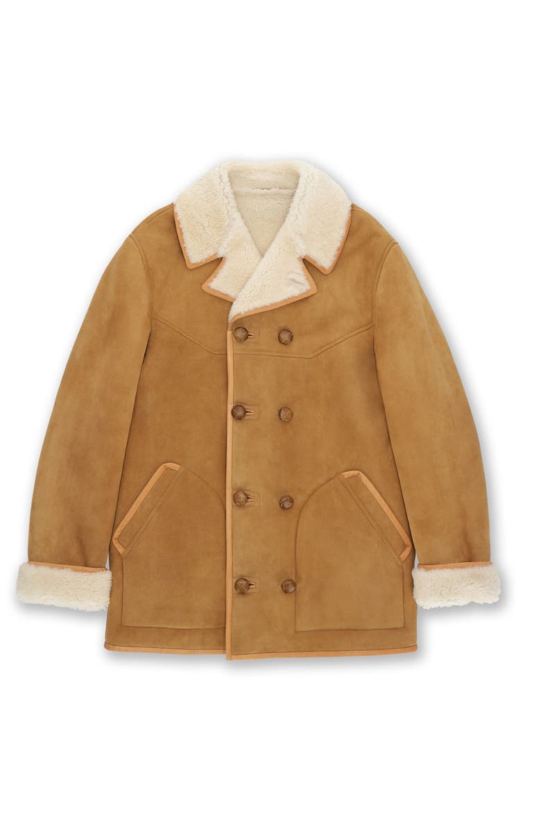 Fortela Lemans Double-Breasted Shearling Coat, Main, color, Camel