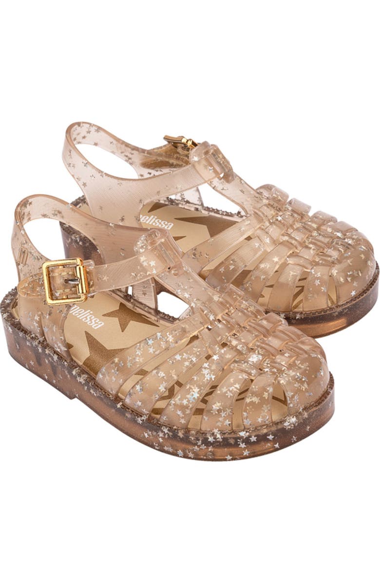 Mini Melissa Kids' Possession Metallic Jelly Sandal, Main, color, Beige Glitter