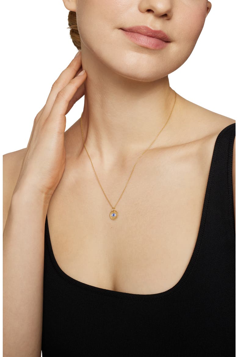 Cable Collectibles 18K Yellow Gold & Diamond Evil Eye Necklace, 11mm, Alternate, color, GOLD