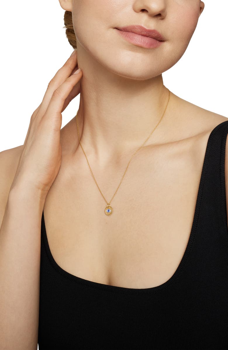 David Yurman Cable Collectibles 18K Yellow Gold & Diamond Evil Eye Necklace, 11mm, Alternate, color, Gold