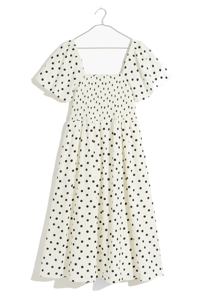 Lucie Smocked Linen Blend Midi Dress, Alternate, color, LIGHTHOUSE