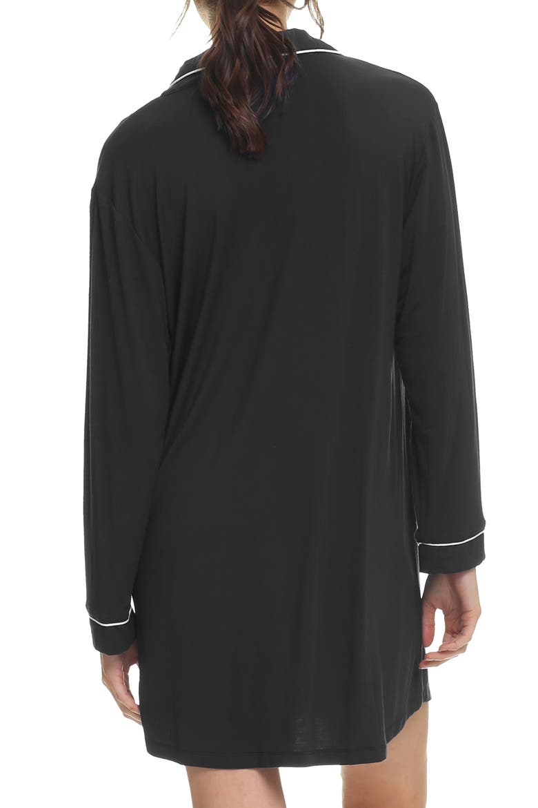 Kate Long Sleeve Nightgown, Alternate, color, BLACK
