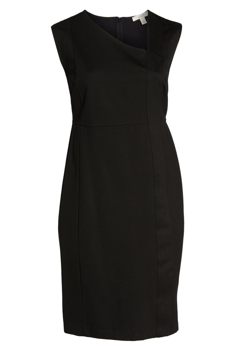 Asymmetrical Neck Sheath Dress, Alternate, color, BLACK