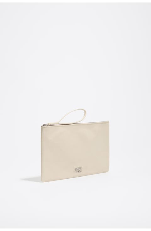 Medium Leather Zip Clutch