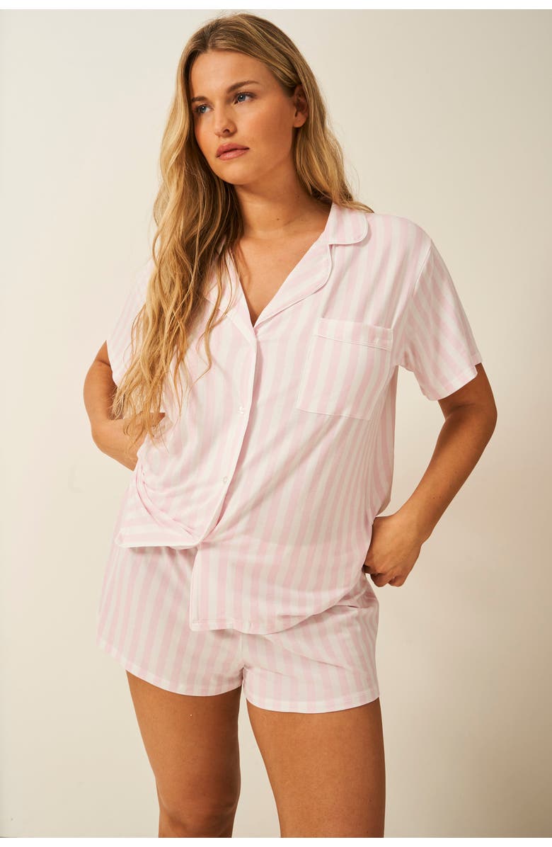 Stripe & Stare Short Pyjama Set, Alternate, color, Pale Pink Stripe