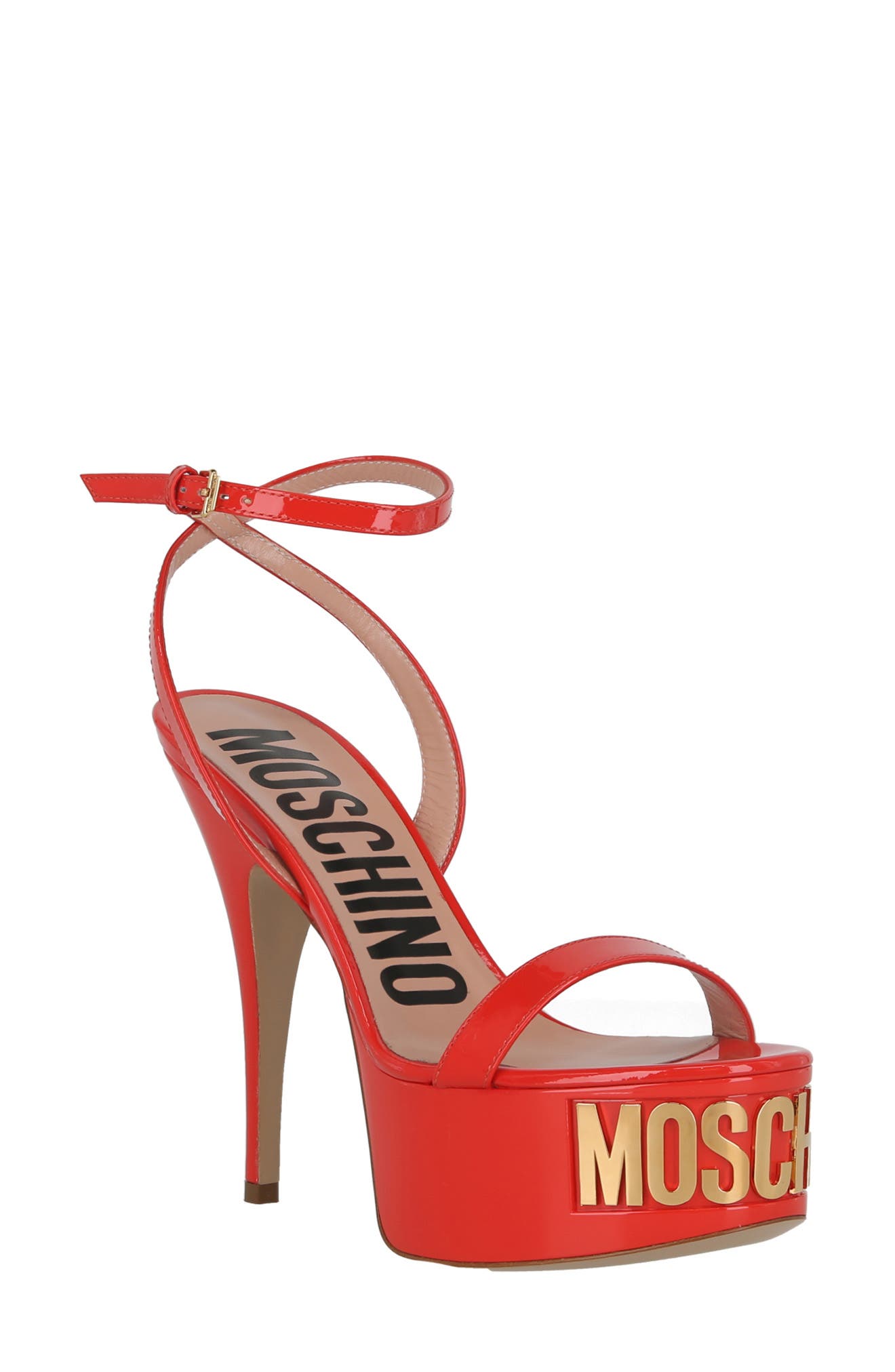 Moschino Logo Ankle Strap Platform Sandal