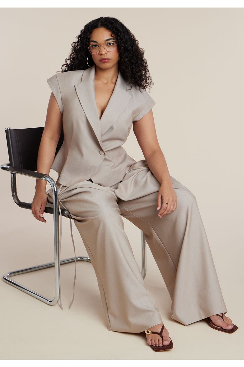Short Sleeve Hourglass Blazer, Alternate, color, NEUTRAL