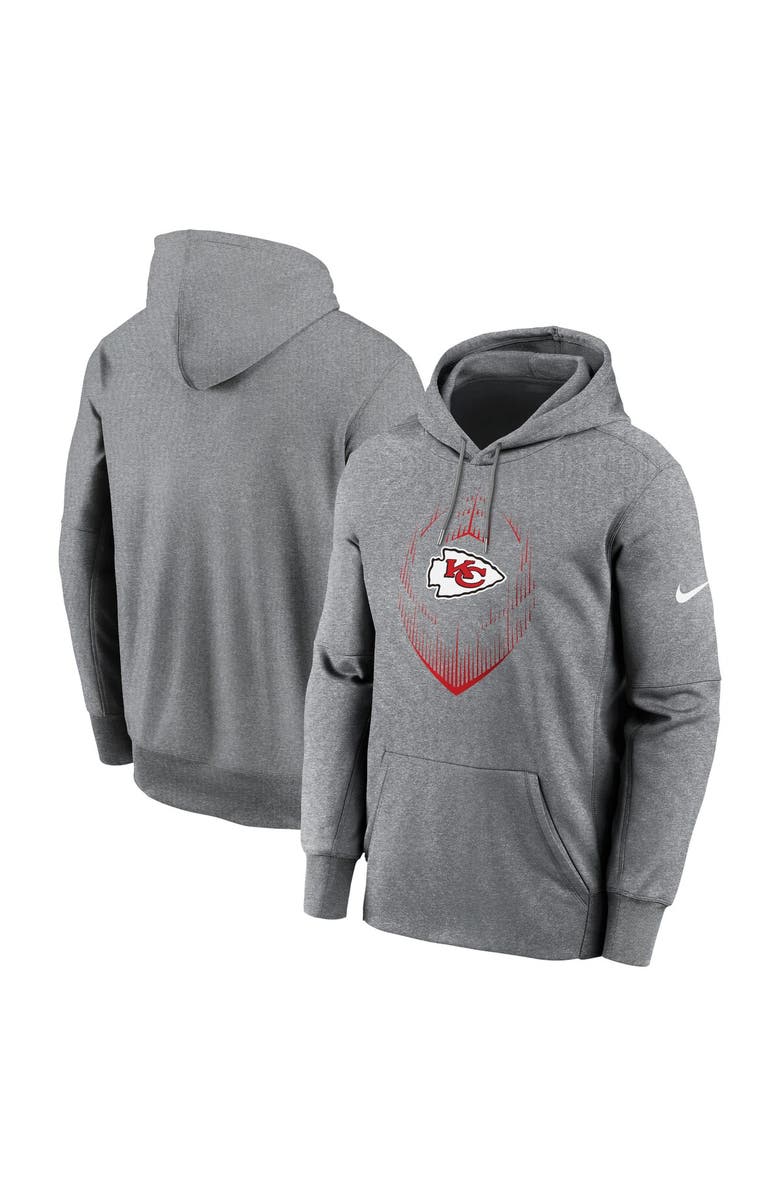 Nike Men's Nike Heather Gray Kansas City Chiefs Icon Performance Pullover Hoodie, Main, color, 
