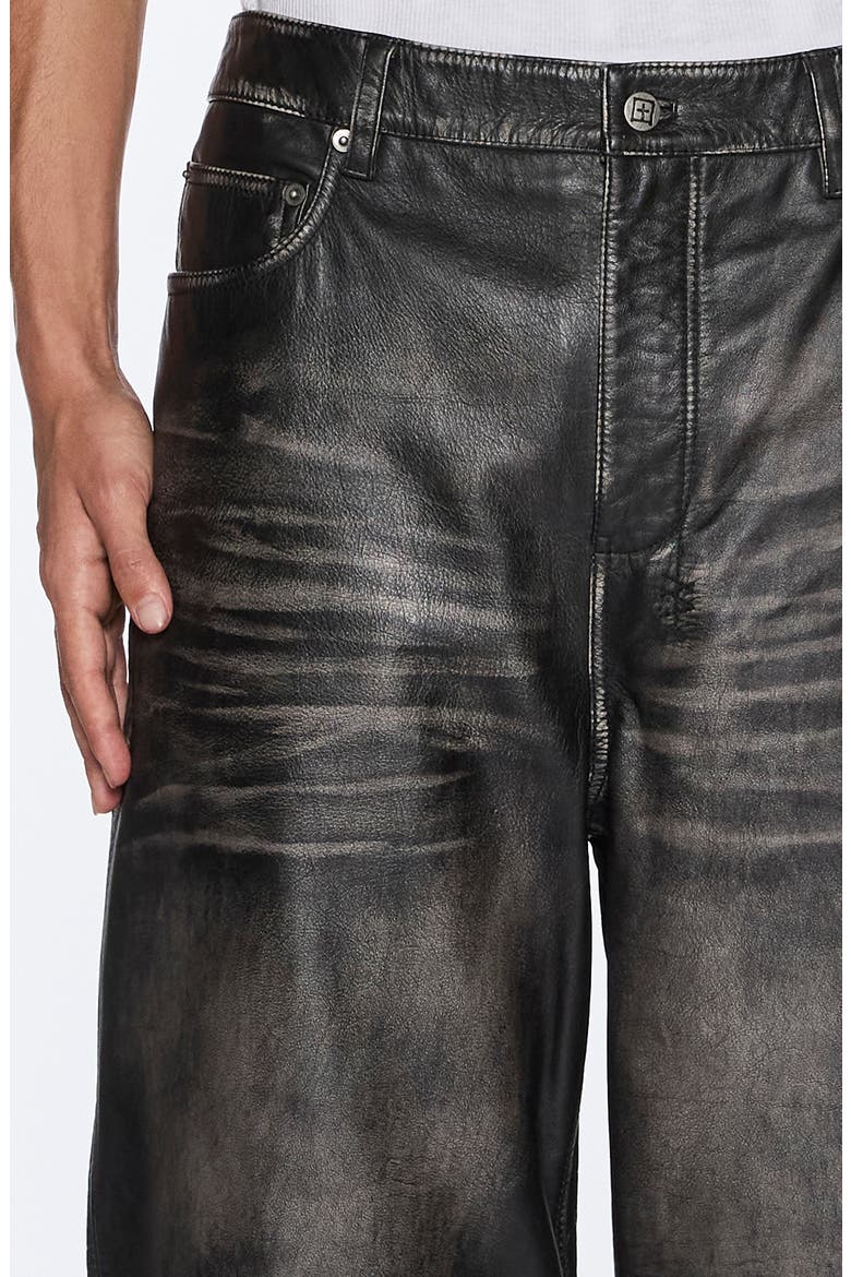 Blackjack Maxx High Waist Relaxed Wide Leg Leather Jeans, Alternate, color, BLACK