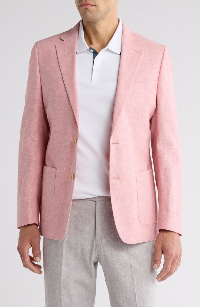 Original Penguin Linen Blend Sport Coat, Main, color, Coral/ White
