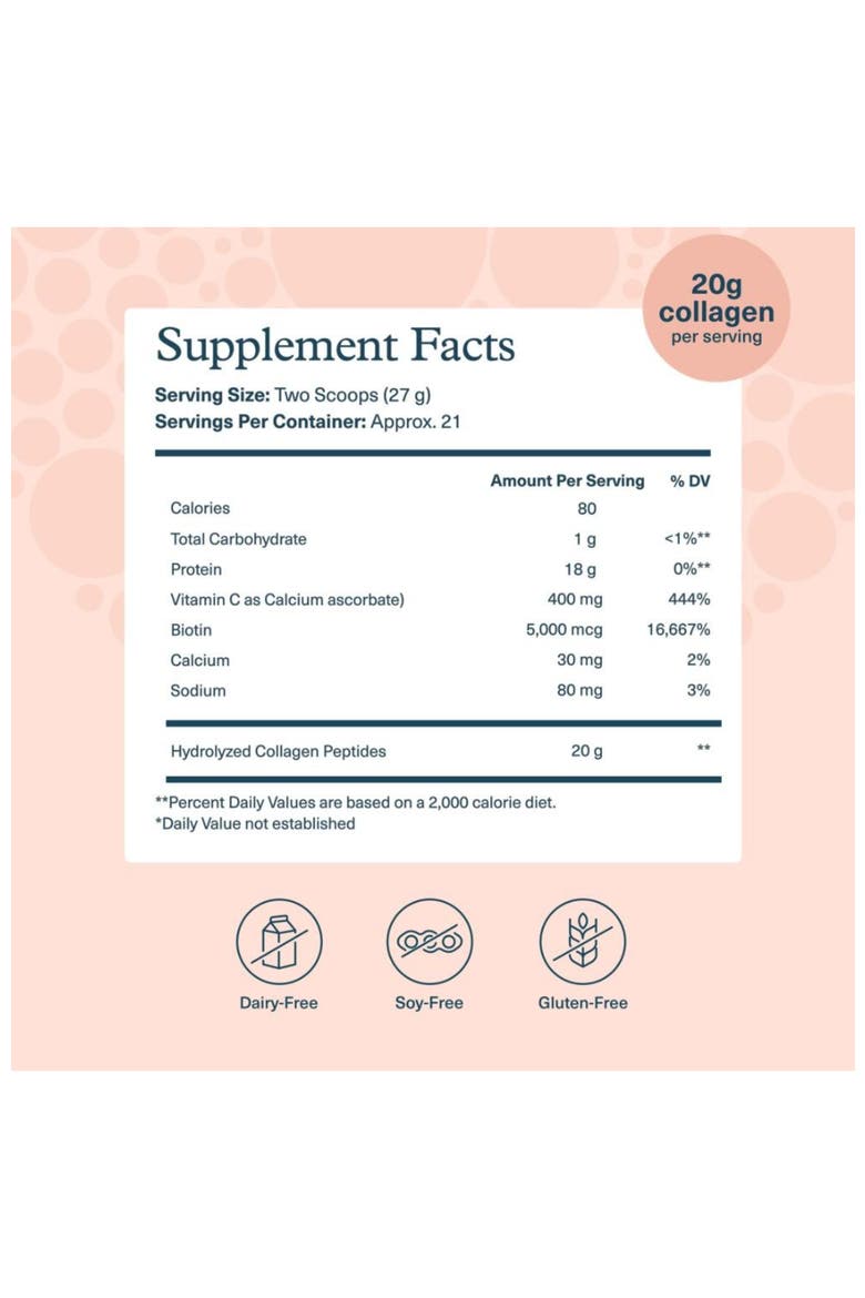 Premium Hydrolyzed Collagen Powder with Vitamin C and Biotin 20 oz, Alternate, color, None