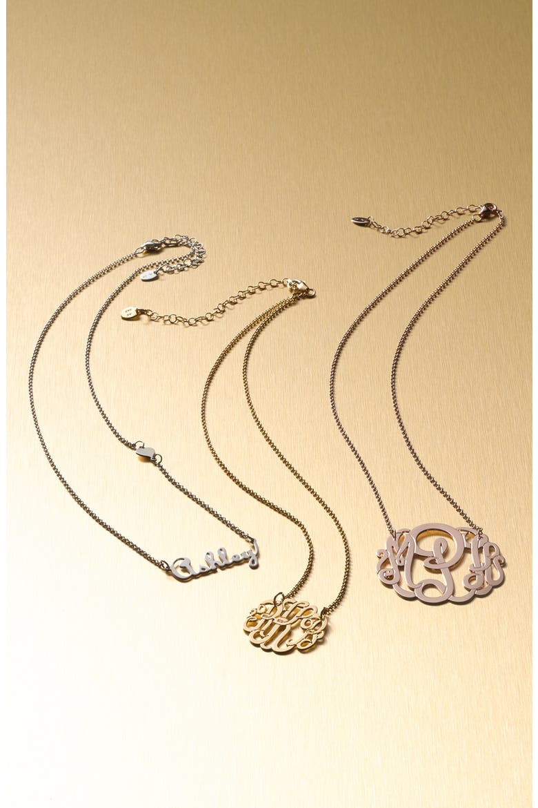 Argento Vivo Personalized Small 3-Initial Letter Monogram Necklace (Nordstrom Exclusive), Alternate, color, SILVER