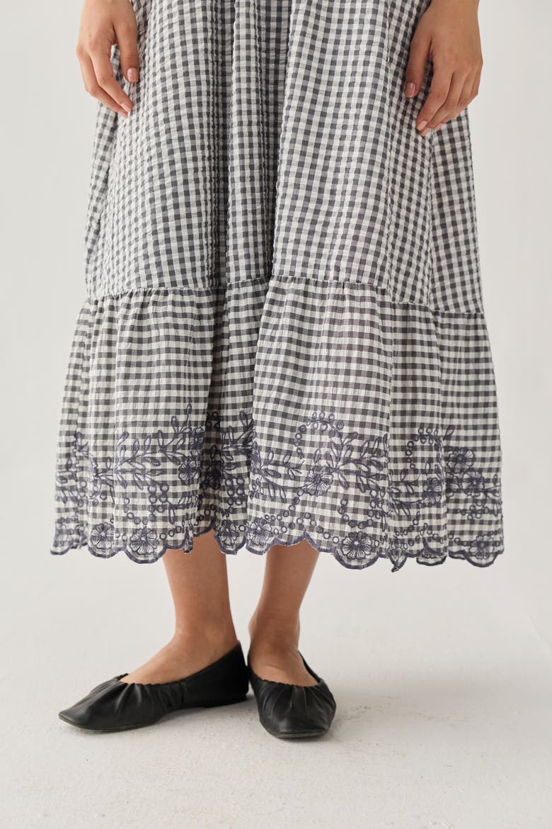 The Smocked Maxi Dress, Alternate, color, Charcoal Check