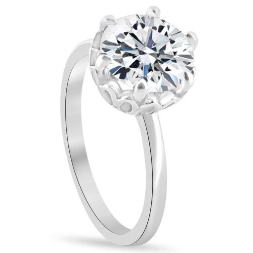 Bliss Diamond 3ct Round Cut Certified Lab Grown Diamond Engagement Ring Or Gold In 10k White Gold