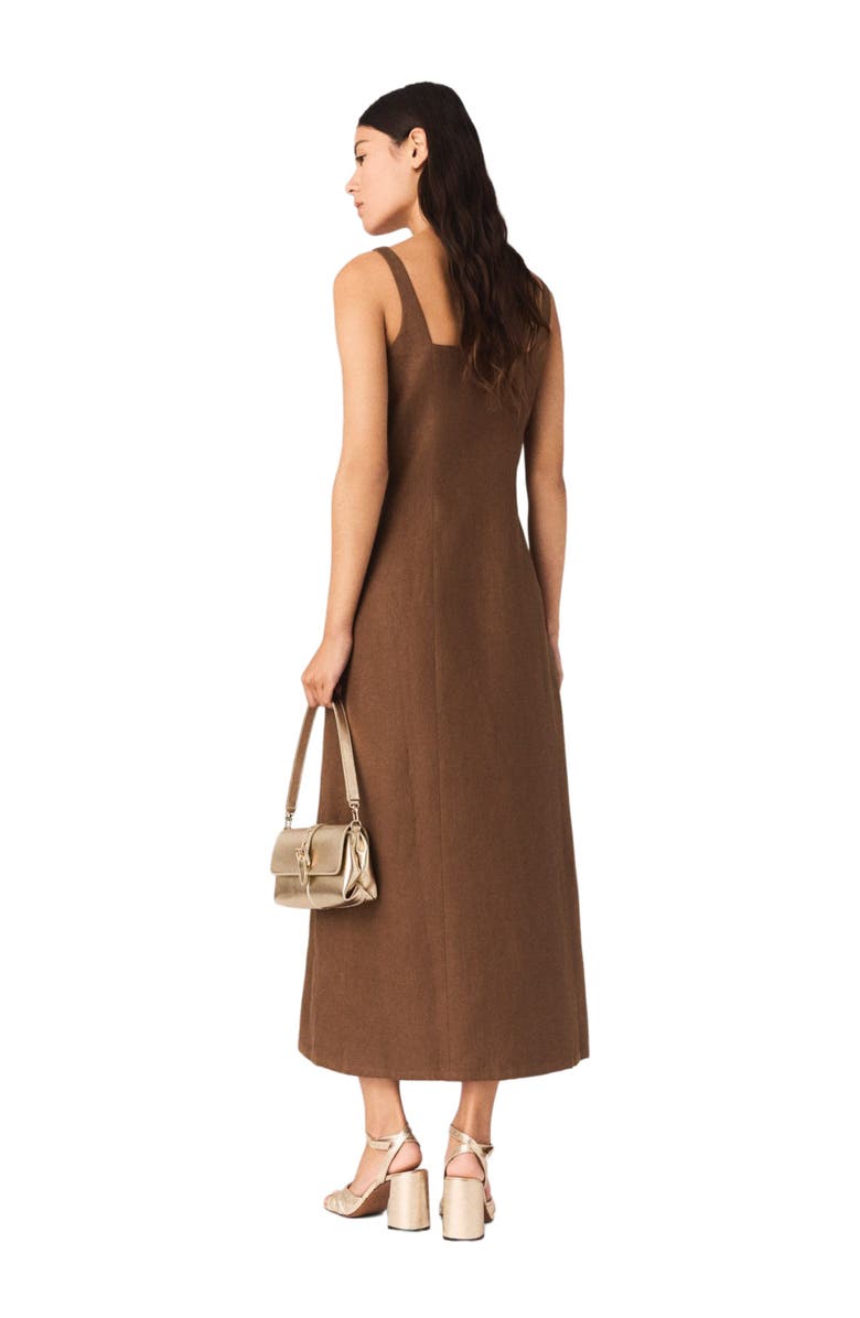 maje Linen blend maxi dress, Alternate, color, Brown