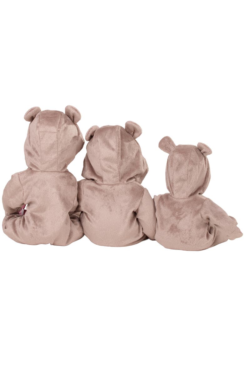 One Piece Teddy Costume Pajama Sleeper For Baby Dolls, Alternate, color, Brown